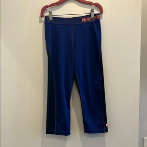 Nike pro women cropped Blue Athletic Bottoms- medium